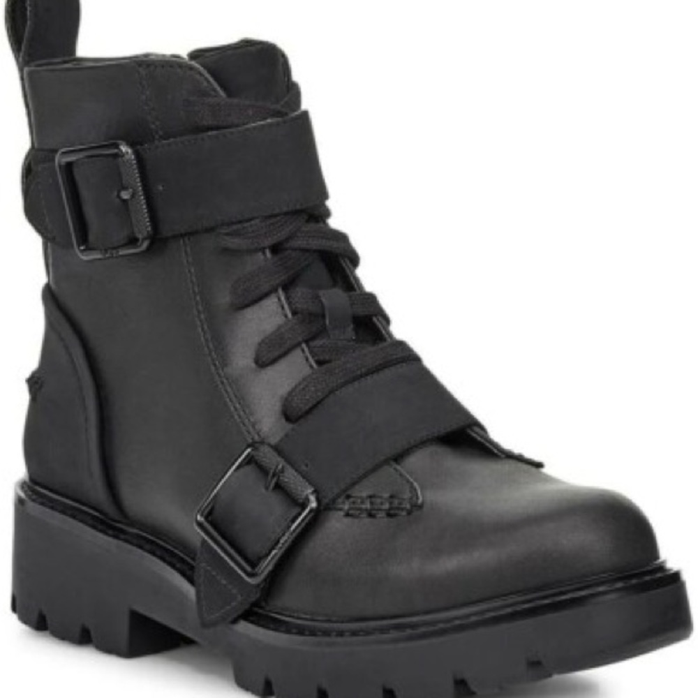 UGG Black Leather Noe Ankle Moto Boots/Never Worn
